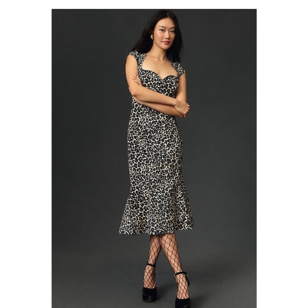Anthropologie Black and White Midi Dress